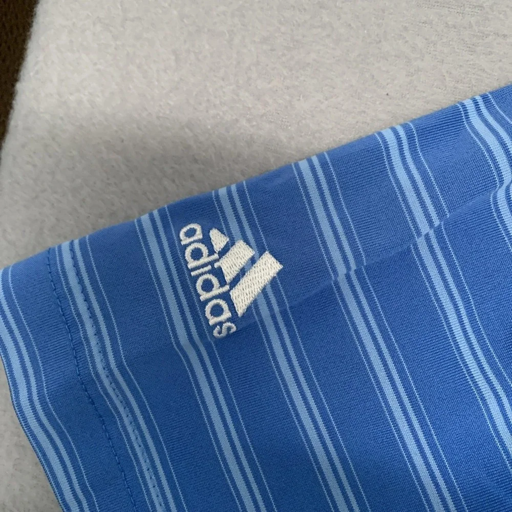 Adidas Golf Polo Climalite Mens XL Blue Horizontal Stripes‎ Wicking Quick Dry